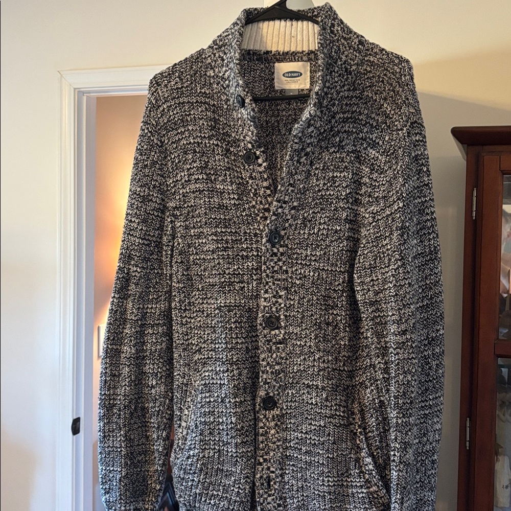 Old Navy Black and White Textured Cardigan